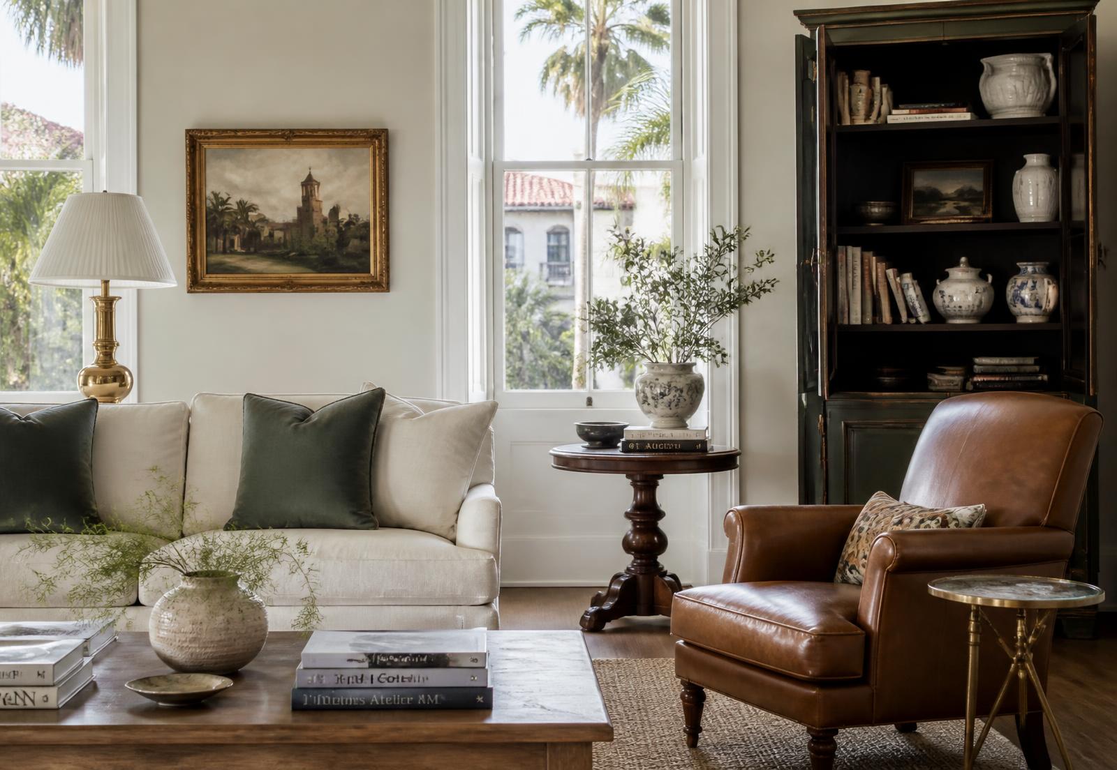 Coastal Retreat — A serene space blending warm neutrals and teal