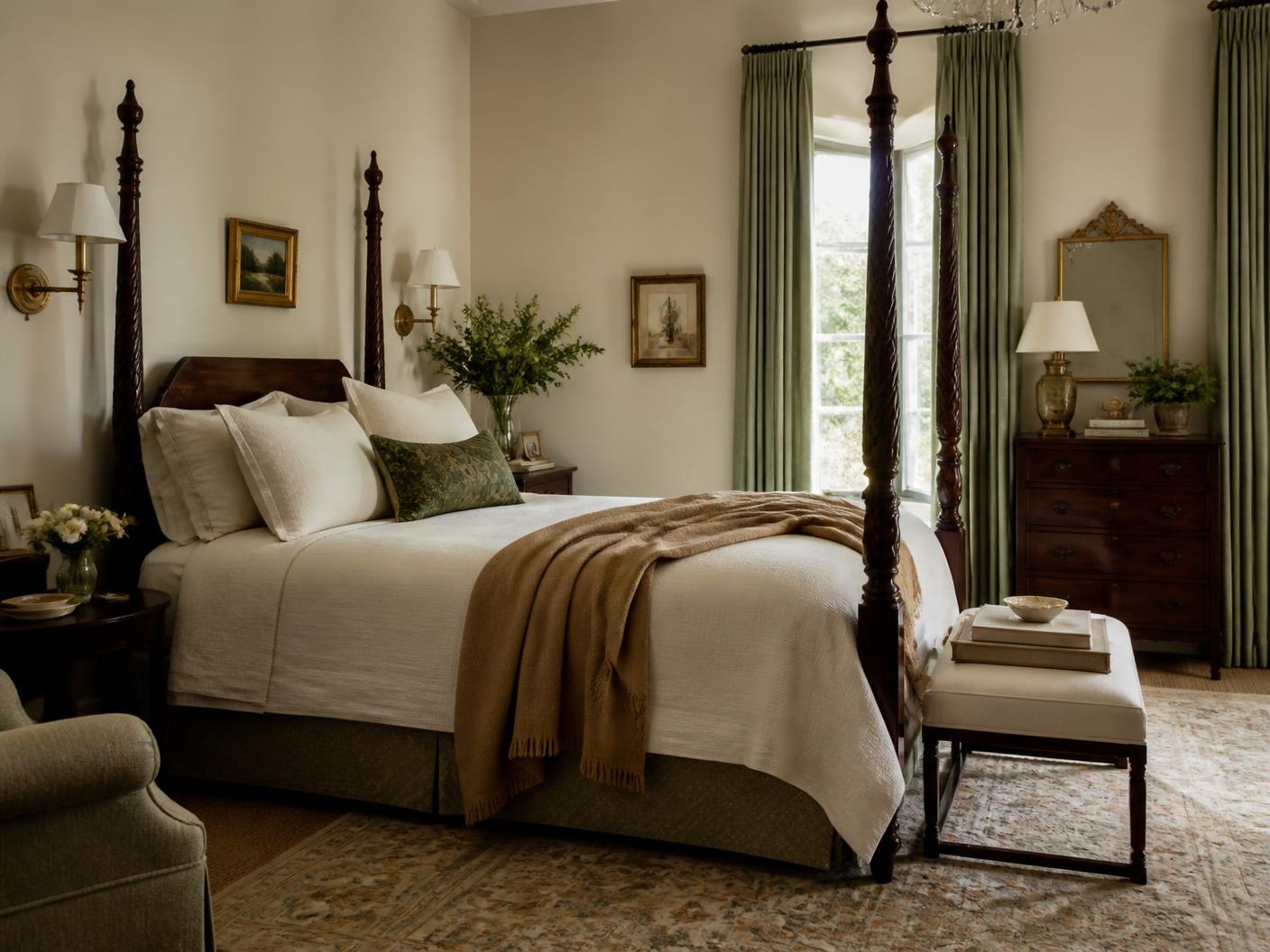 Cozy Bedroom — A tranquil retreat with layered textures and colors